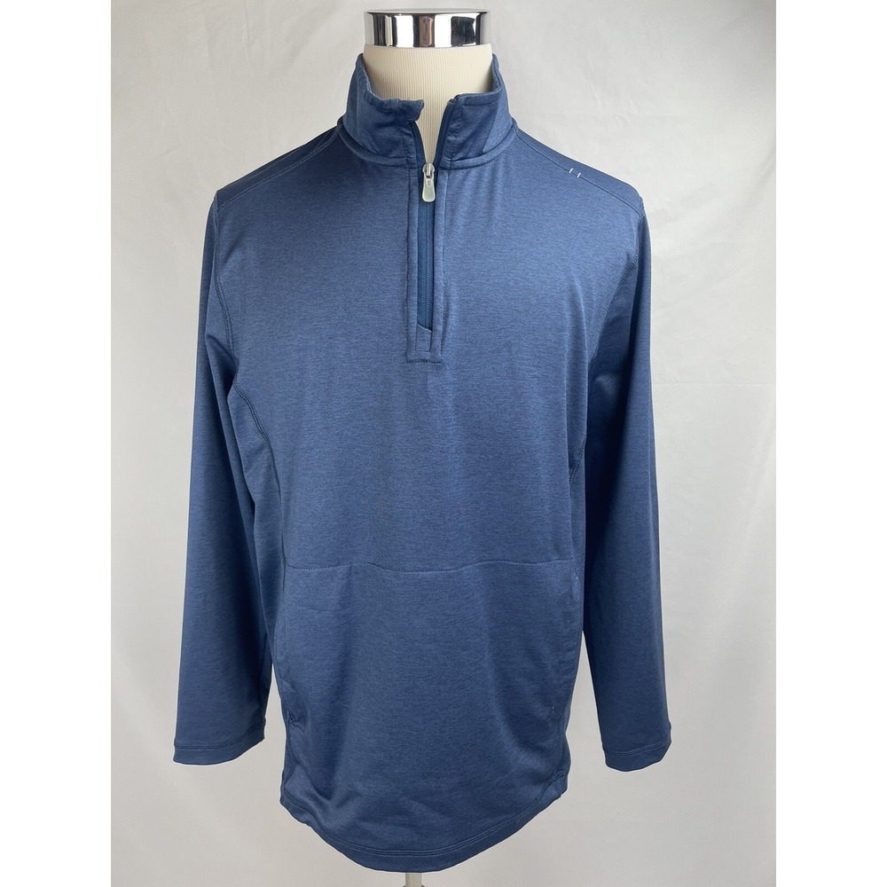 Tommy Bahama Men Large Blue 1/4 Zip Long Sleeve Pullover Shirt Pocket